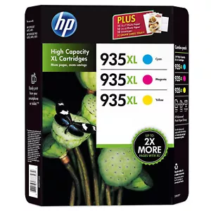 Set of 3 Genuine Original Hp 935XL CMY Ink Cartridges New Sealed No Box 2017 - Picture 1 of 1