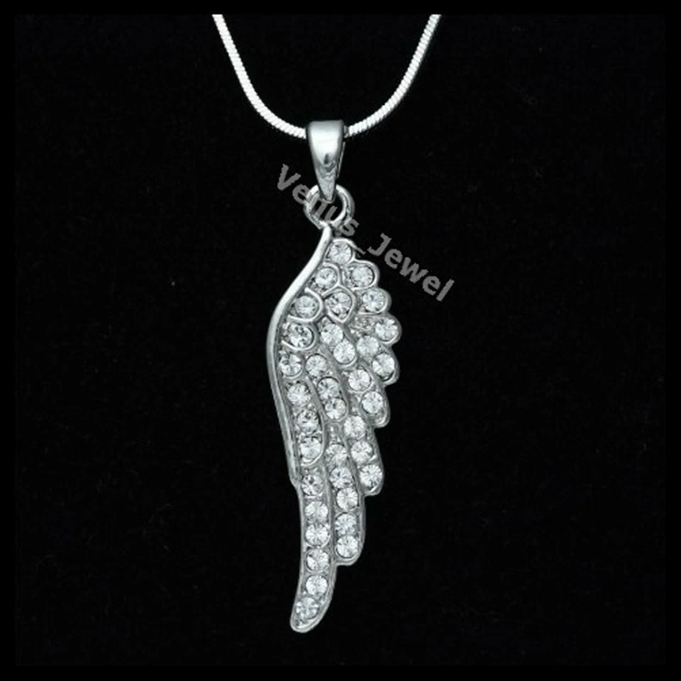 Collar colgante ala de ángel cristal estrás transparente P140 Foto 1 de 2