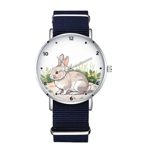 Lindo Reloj Unisex Conejito - Conejo en la Naturaleza, Adorable Arte Animal, Amante de la Vida Silvestre - Imagen 1 de 5