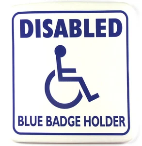 Easy Peel & to Inside of Glass Square Sign  DISABLED BLUE BADGE HOLDER - Picture 1 of 1