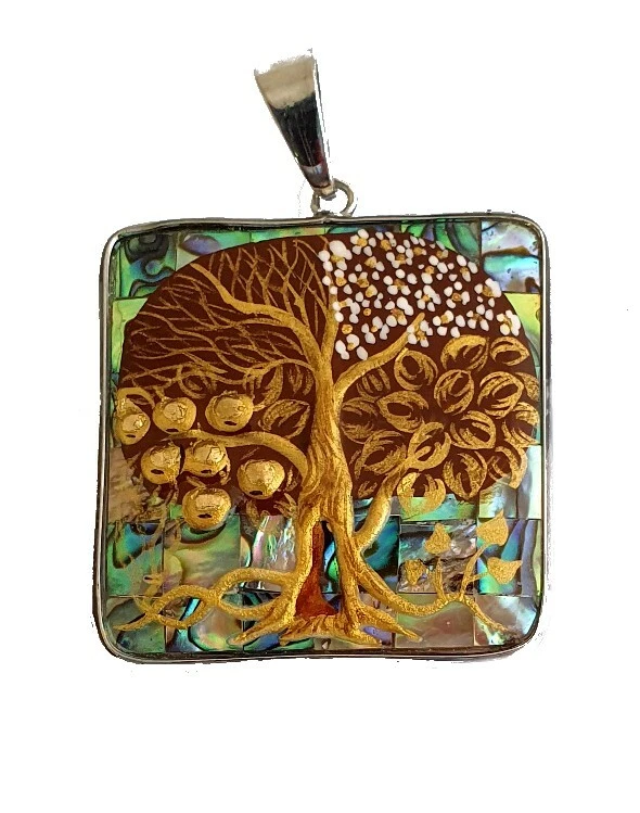 Perlenanhänger In Quadratischer Form Mit Perlmutt - "Vier Jahreszeiten" - Bild 1 von 1