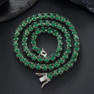 Gargantilla de tenis hip-hop cadena de circonitas cúbicas heladas de diamantes para hombre - Imagen 1 de 49