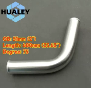 L= 600mm 23.62" OD 51mm 2" 75 Degree Aluminum Turbo Intercooler Pipe piping Tube - Foto 1 di 4