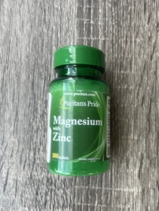 Puritan's Pride Magnesium with Zinc 100 Tablets Exp 07/26 - Picture 1 of 5