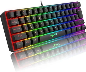 Teclado para juegos 60 % RGB LED retroiluminado con cable compacto para PC/Mac/portátil gamer mecanógrafo - Imagen 1 de 13