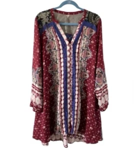 Aratta Silent Journey Anthro Kleid Spitze Samt Netz Blumen Paisley Mixed Media M - Bild 1 von 7