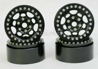 1/10 Scale Metal TRUCK WHEELS 1.9 Beadlock Rims G1 BLACK Rim + BLACK Rings 4pcs - Image 1 of 4