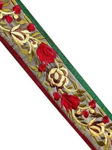 Vintage Saree Border India Decorative Trim Antique Embroidered Ribbon Silk Sari - Picture 1 of 8