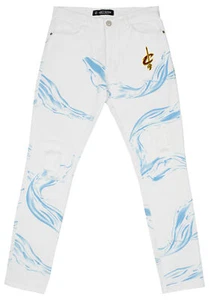 Pantalones de mezclilla desgastados para hombre FISLL NBA Cleveland Cavaliers - Imagen 1 de 12