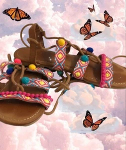 Women Size 7 Bohemian Casual Shoe Gladiator National Strappy Flat Sandals - Picture 1 of 9