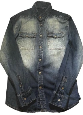 Sean John Men's Dark Wash Denim Long Sleeve Button Up Shirt Size Large - Image 1 of 4