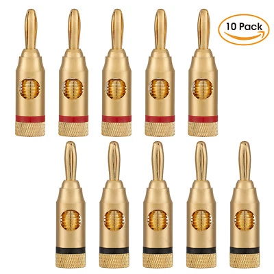 WGGE WG-3334 24k Gold Plated Banana Plugs (Open Screw Type) (5 Pairs) - Image 1 of 4
