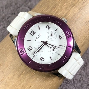 Relic Women ZR15634 Casual Day Date White Rubber 38mm Quartz Analog Watch 7 3/4" - Picture 1 of 13