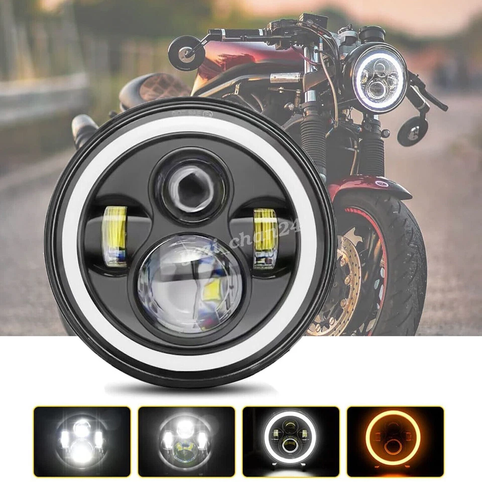 Faro de motocicleta de 7 pulgadas con haz alto/bajo LED Harley Davidson Dyna Sportster Foto 1 de 4