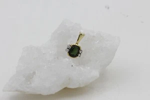 Women's Pendant 14k Yellow Gold 1 Tourmaline & 4 Brilliants approx. 0.12ct. approx. 2.1g - Picture 1 of 4