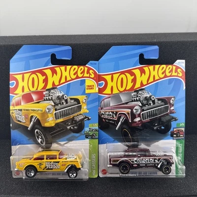 Hot Wheels 2021 Mainline 55 Chevy Gassers Lote de 2 estrellas de pista y freno de reversa Foto 1 de 4