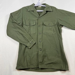 US Army OG 107 Cotton Sateen Field Shirt Olive Green Men 15 1/2 x 33 - Picture 1 of 11