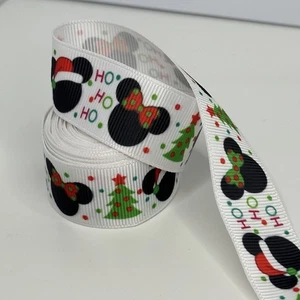 Mickey Minnie Mouse Disney Christmas Character Grosgrain Ribbon 1 Yard 22mm  - Picture 1 of 2
