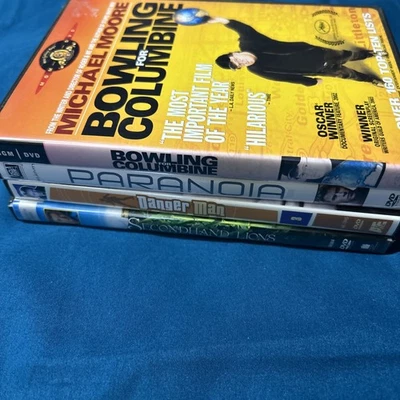 Lot Of 4 DVDs Bowling For Columbine, Paranoia, Danger Man, Secondhand Lions Foto 1 de 4