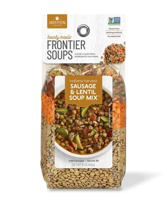 Frontier Soups Hearty Meals Indiana Harvest Sausage & Lentil, 16 Oz, 2 Pk - Immagine 1 di 4