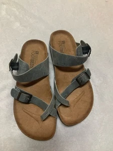 White Mountain Footbed Gracie Sandals Leather Slip On Blue Size 8 - Picture 1 of 14