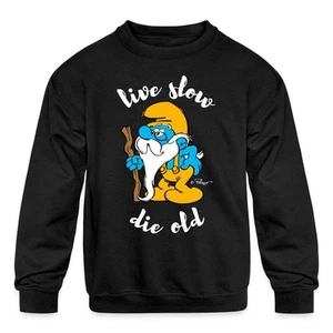 Wise Grandpa Smurf - The Smurfs Live Slow Design Kids' Crewneck Sweatshirt - Picture 1 of 7