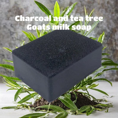 Мыло ручной работы из древесного угля и чайного дерева с козьим молоком, батончик 3,2 унции - Изображение 1 из 4