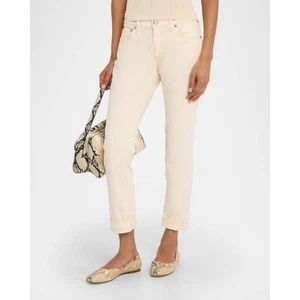 Rag & Bone Dre Low-Rise Slim Boyfriend Jeans Size 32 Ivory Denim NWT $138 - Picture 1 of 12