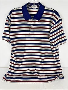 Polo Trend Basics uomo M blu navy marrone righe manica corta casual retrò - Foto 1 di 8