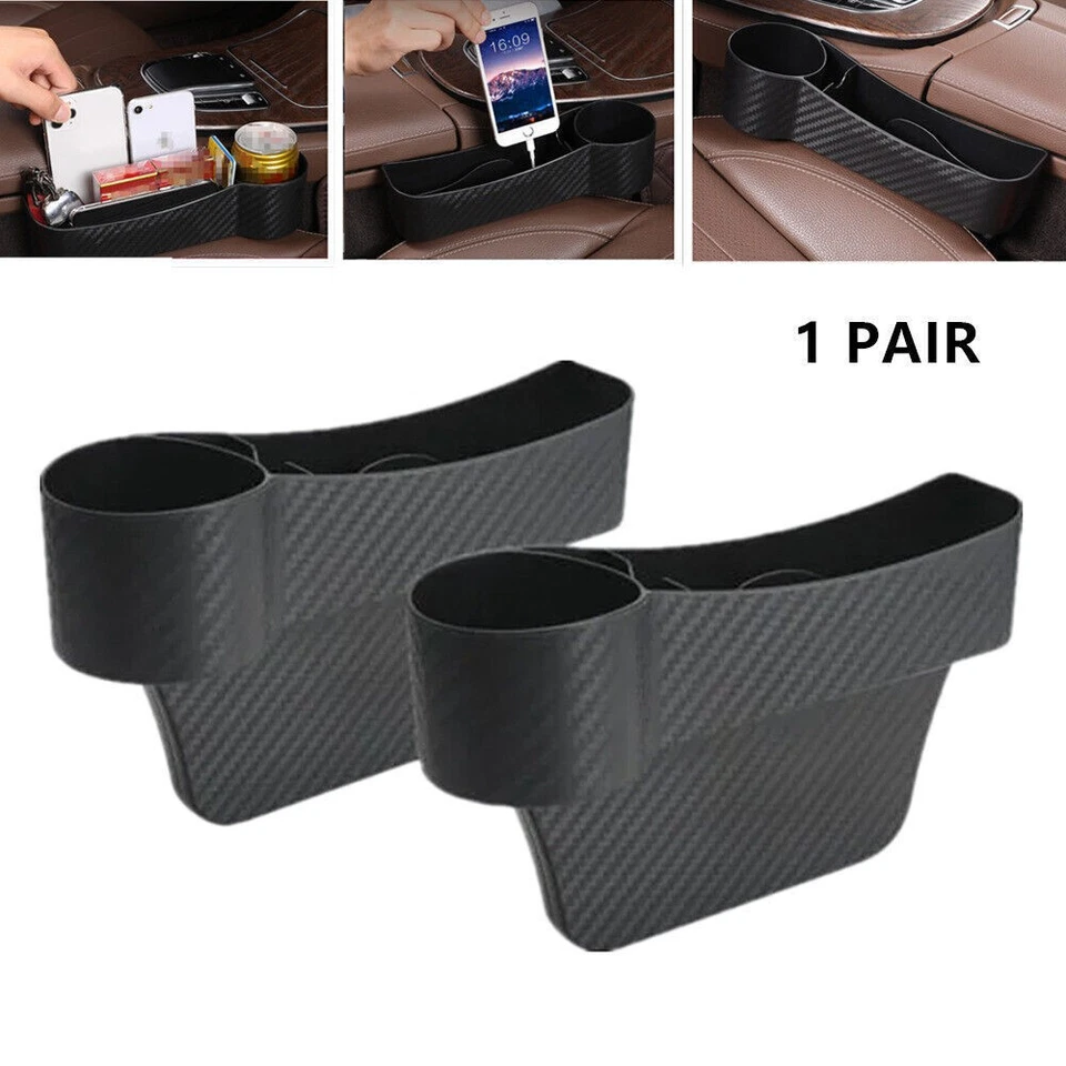 2PCS Car Seat Side Storage Box Catch Organizer Pocket Holder Plug-in Storage Box - Image 1 of 4