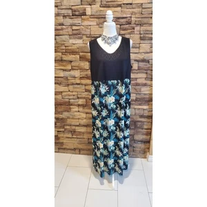 CJ BANKS DRESS BLACK/GREEN SLEEVELESS POLY/SPANDEX SIZE 1X - Picture 1 of 6