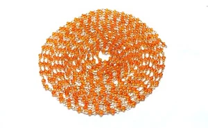 5 Feet Carnelian Color Hydro Quartz Rondelle Faceted 4-4.5mm Rosary Gold Chain - Picture 1 of 6