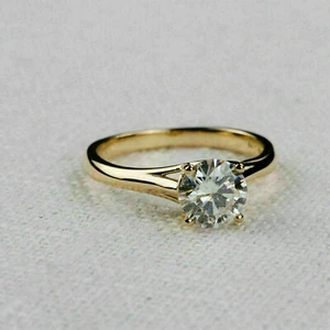 Women's Engagement Ring 14K Yellow Gold Over 2CT Round Solitaire Diamond Size 7 - Picture 1 of 4