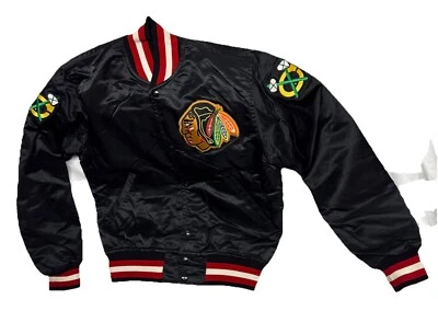 Винтажный стартер мужской Chicago Blackhawks атласный Bomber куртка Sz S * см. Описание - Изображение 1 из 4