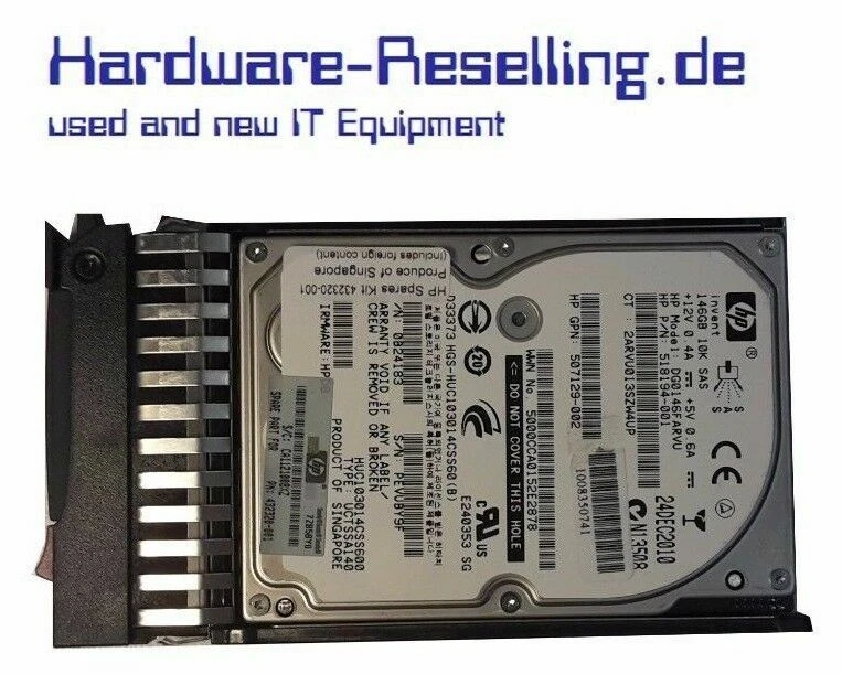 HP 10K 2.5 " SAS 146GB DG0146FARVU 507129-002 432320-001 518194-001 - Immagine 1 di 1