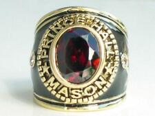 12x10 mm Mason Masonic Prince Hall January Garnet CZ Stone Men Ring Size 7-15