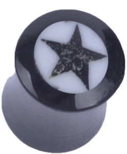 Black & Withe STAR Stern Plug / Tunnel Rockabilly - Bild 1 von 4