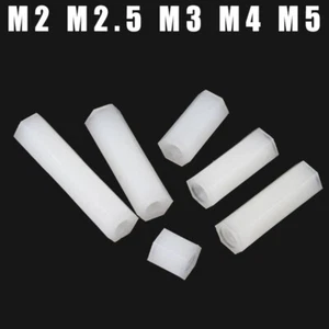 M2 M2.5 M3 M4 M5 White Nylon Plastic Hex Spacer Standoff Pillar Female Screws - Picture 1 of 6