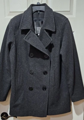 J Percy 100% Merino Wool Pea Coat Grey Nautical  Made in USA size 8 - Image 1 of 4