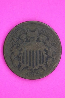 1864 Two 2 Cent Coin Civil War Guaranteed Authentic & Genuine Free Shipping 1331 - Image 1 of 3