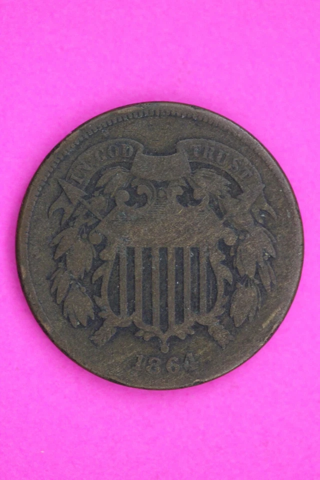 1864 Two 2 Cent Coin Civil War Guaranteed Authentic & Genuine Free Shipping 1331 - Image 1 of 3