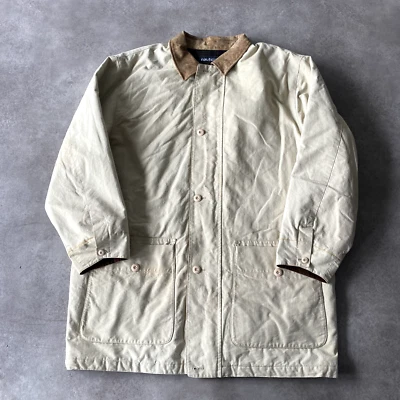 Nautica Chore Jacket Mens XL Button Up Zip Vintage Tartan Lined Barn Coat, Beige - Image 1 of 4