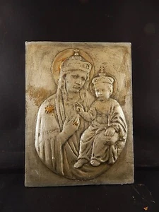Antique Bas Relief In Plaster Maternity Madonna With Child - Picture 1 of 5