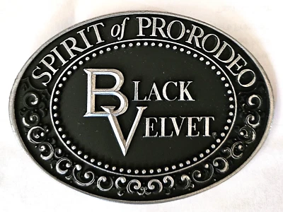 Black Velvet Vintage Belt Buckle 1979 Spirit Of Pro Rodeo Whiskey Liquor - Image 1 of 3