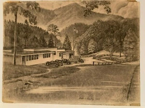 Original Drawing by Ralph Leon Bagley (American, 1913-2008) Village Landscape - Picture 1 of 6