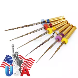 AZDENT 6Pcs Dental Endodontic Gold Taper NITI Rotary Files Engine Use 25mm SX-F3 - Picture 1 of 8