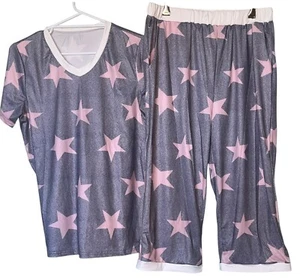 Women’s 2pc Star Print Night set. Loose Fit. V Neck. Size 10 - Foto 1 di 8