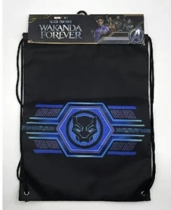 Marvel Black Panther Wakanda Forever Black Drawstring Cinch Sack Bag Tribal - Picture 1 of 2