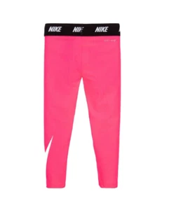 Nike Dri-fit Leggings Girls Hyper Pink Swoosh Logo Size 6 - Picture 1 of 2