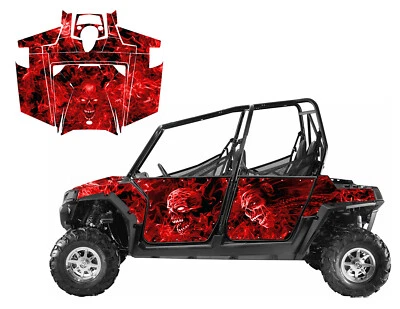 2011 - 2014 Polaris RZR-4 800 800s graphics decal kit Fiery His Her Skulls 9597 - Image 1 of 4